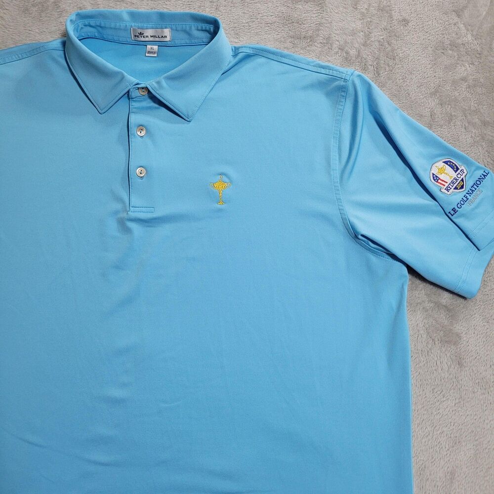 Peter Millar Ryder Cup 2018 Shirt Mens XL Blue Golf Polo Performance France
